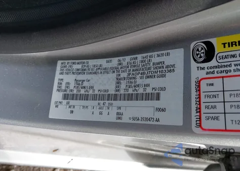 2013 Ford Fiesta Se из США, поврежденный, VIN 3FADP4BJ7DM103385